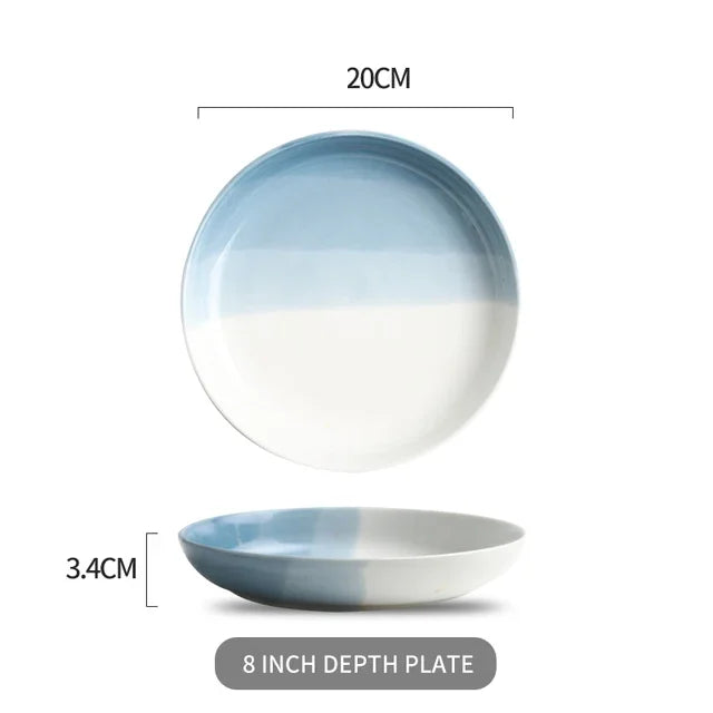 Mountain Scenery Ceramic Dinner Plate Big Round Dessert cake Square Steak dish Restaurant kitchen tableware set